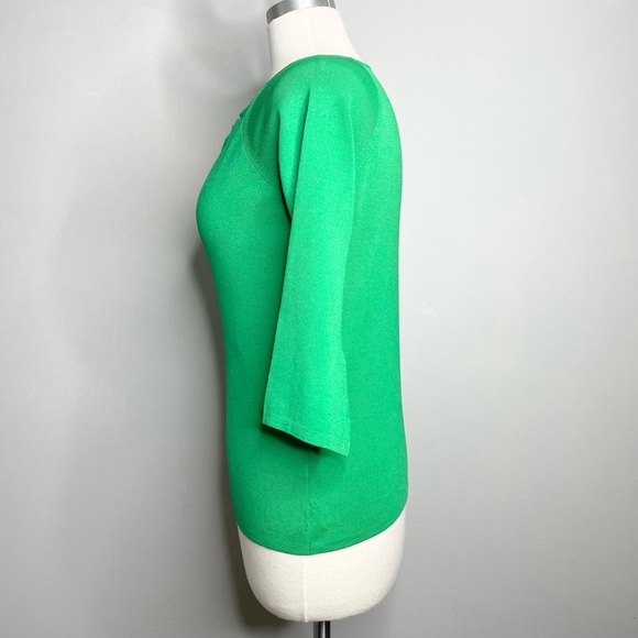 Crystal Double D-Ring Keyhole 3/4 Sleeve Ribbed Tunic Top - Picture 2 of 6